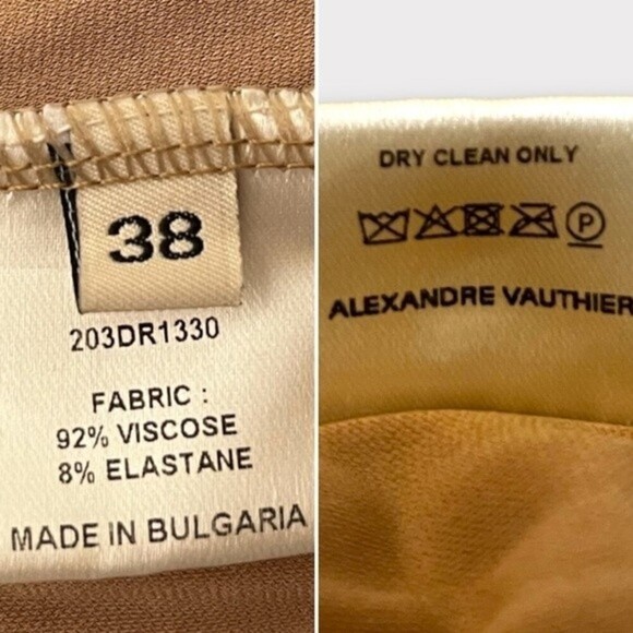 Alexandre Vauthier Draped Jersey Cowl Neck Mini Dress Tan NWT Womens Size 6 / 38 - Picture 13 of 13
